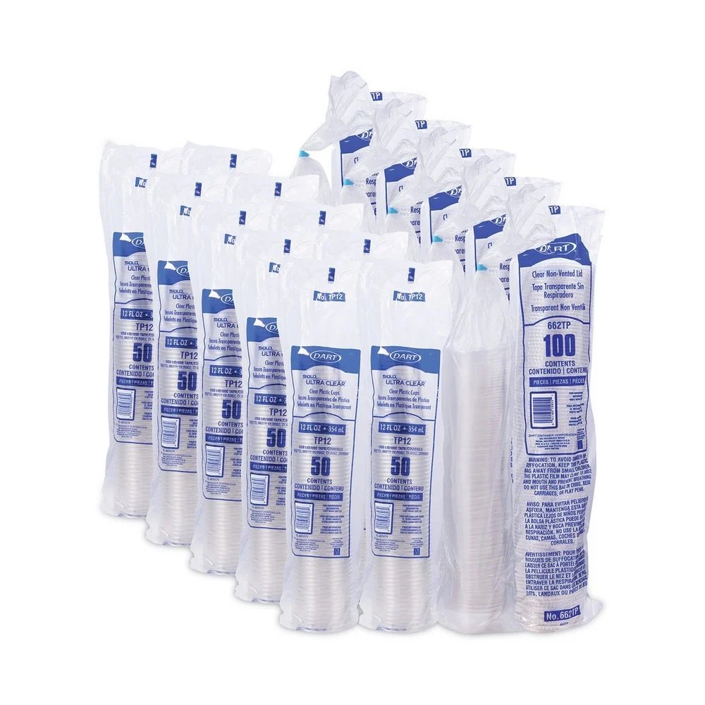 Dart 12 oz. Plastic PET Grab n Go Kit Combo with Insert - Clear (500/Carton)