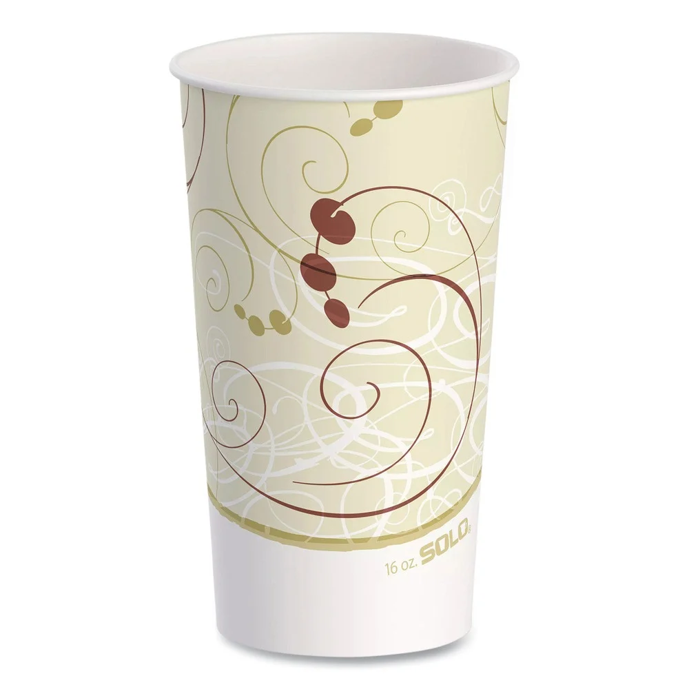 SOLO Symphony 16 oz. Paper Cold Cups - White/Beige (1000/Carton)