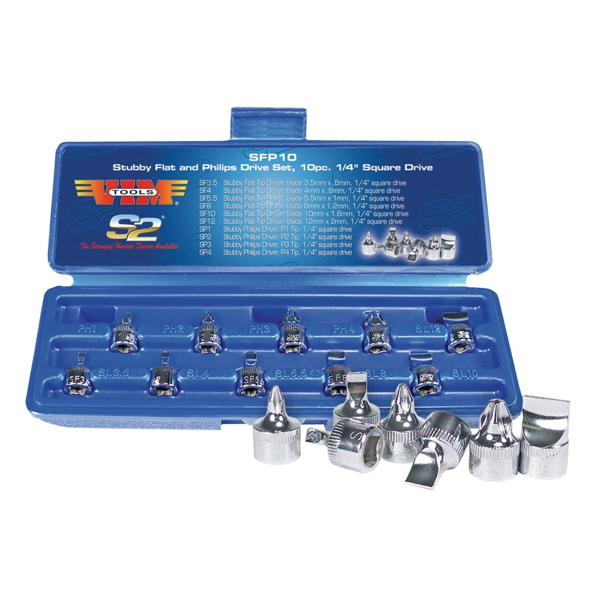 Durston Manufacturing Co SFP10  Square Drive Stubby Flat and Phillips Drive Set