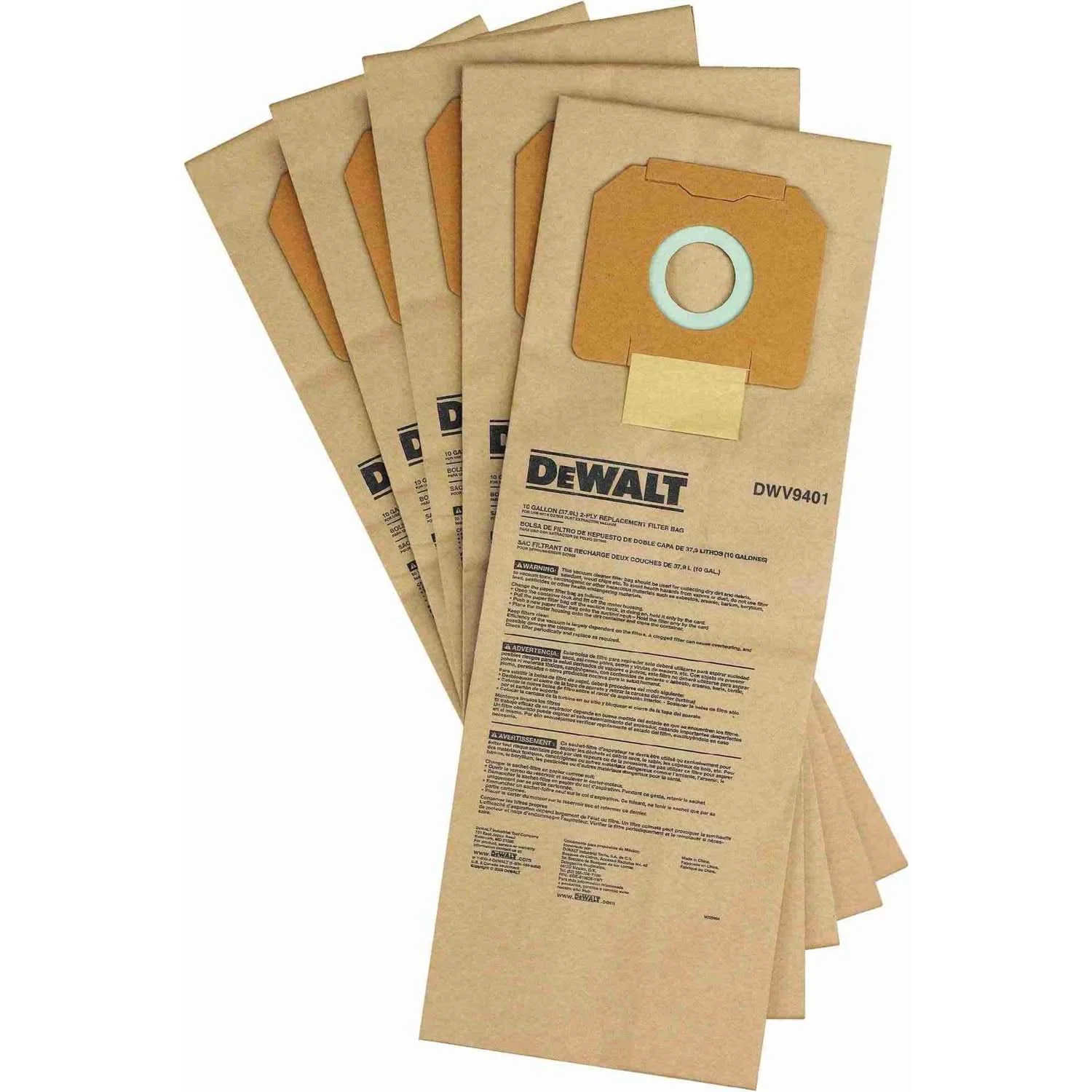 Paper Bag for DEWALT Dust Extractors, 5-Pack