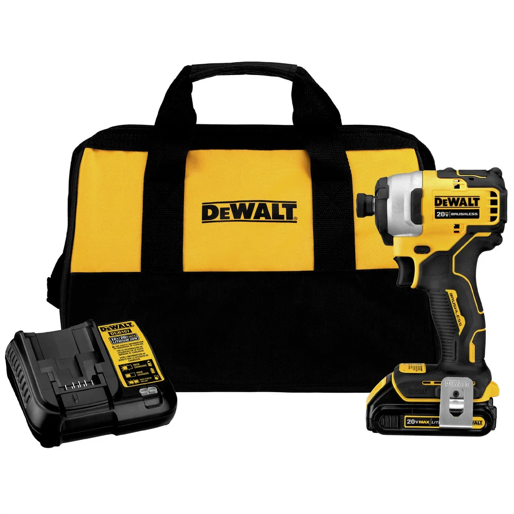 Dewalt DCF809C1 ATOMIC 20V MAX Brushless Lithium-Ion 1/4 in. Cordless Impact Driver Kit (1.5 Ah)