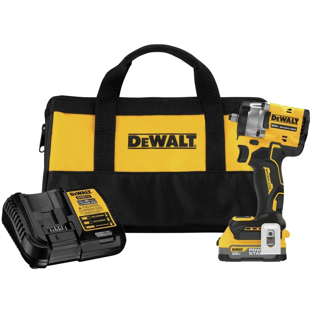 Dewalt 20V MAX Brushless Lithium-Ion 3/8 in. Cordless Compact Impact Wrench Kit (1.7 Ah)