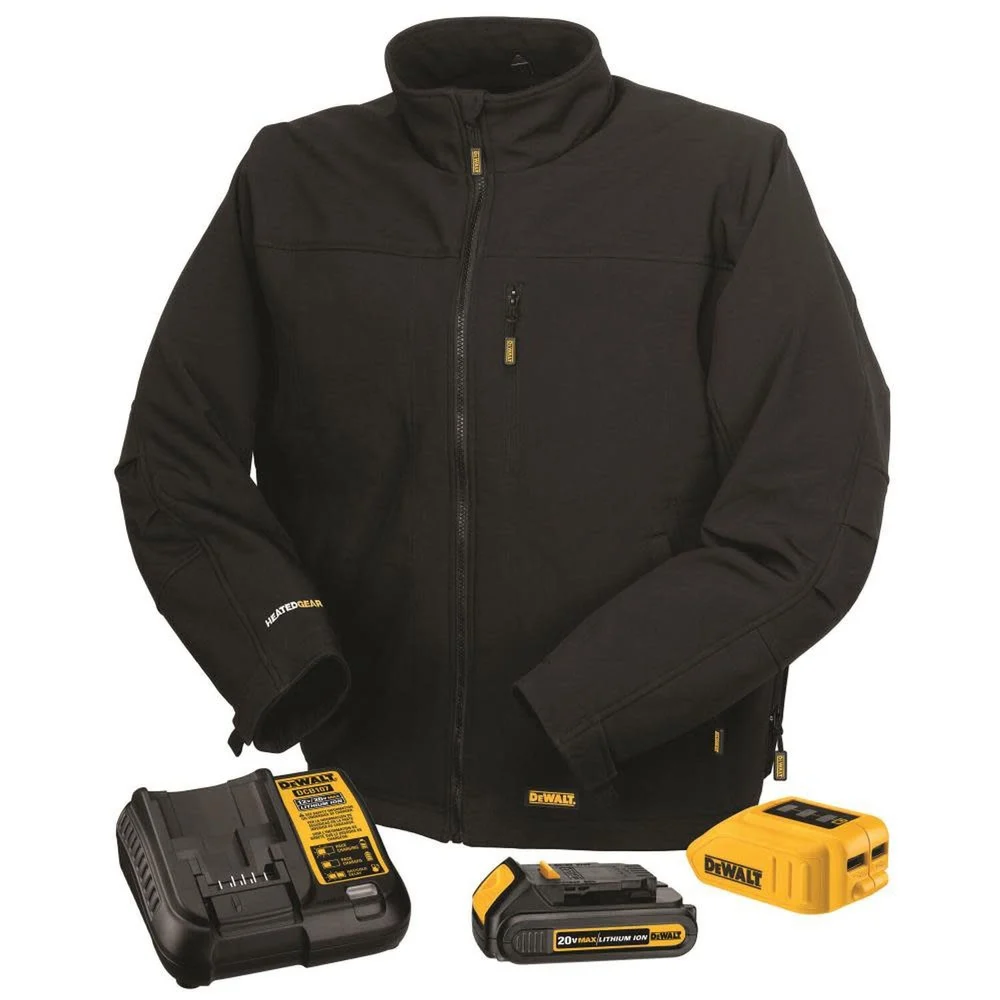 Dewalt 20V MAX Lithium-Ion Soft Shell Heated Work Jacket Kit - Medium, Black (2 Ah)