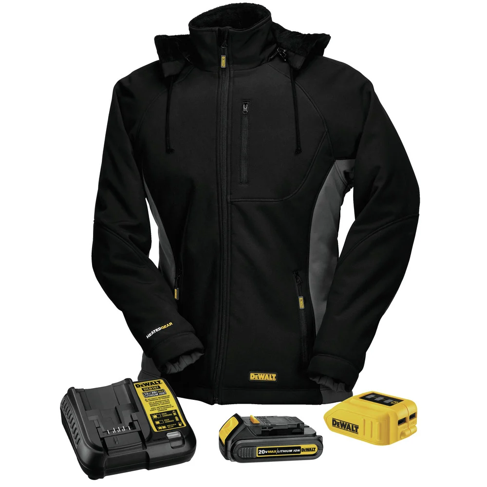 Dewalt 20V MAX Lithium-Ion Soft Shell Woman's Heated Jacket Kit - Extra Small, Black/Gray (1.5 Ah)