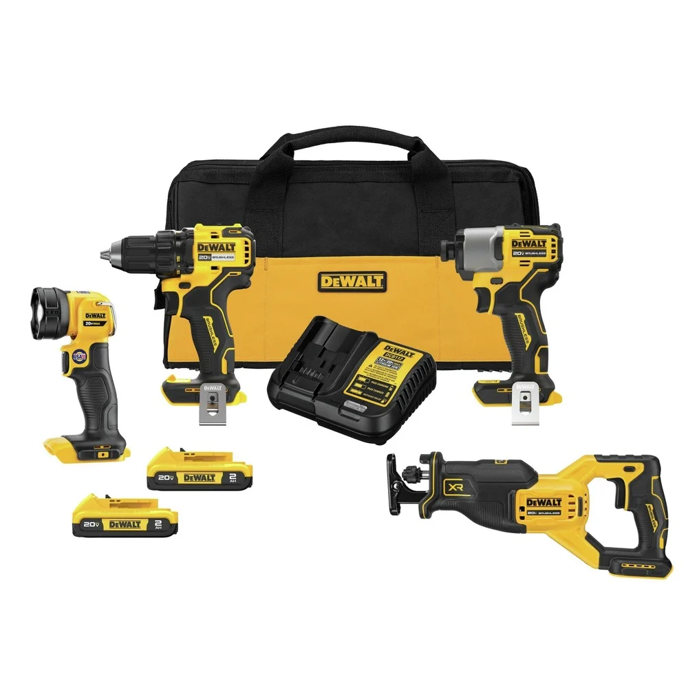 Dewalt 20V MAX Brushless Lithium-Ion Cordless 4-Tool Combo Kit (2 Ah)