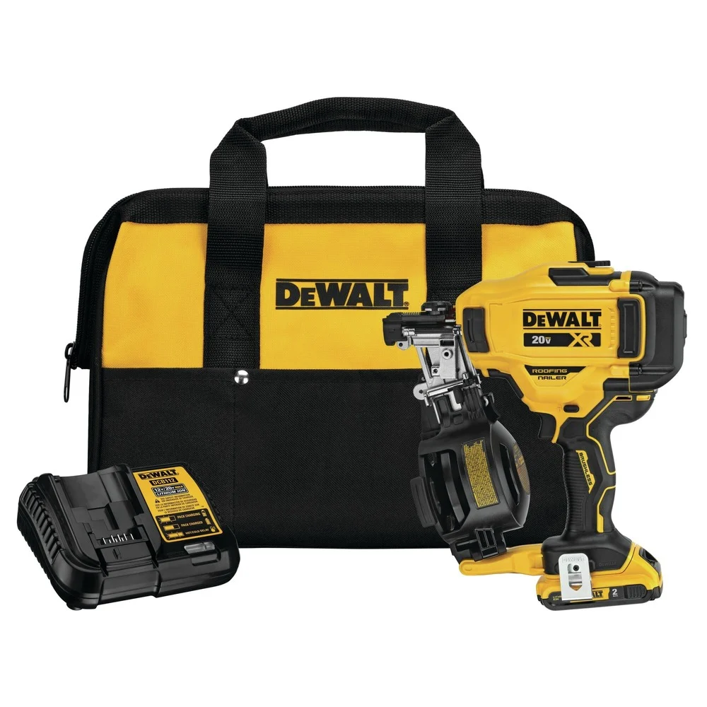 Factory Reconditioned Dewalt 20V MAX Brushless Lithium-Ion 15 Degree Cordless Coil Roofing Nailer Kit (2 Ah)