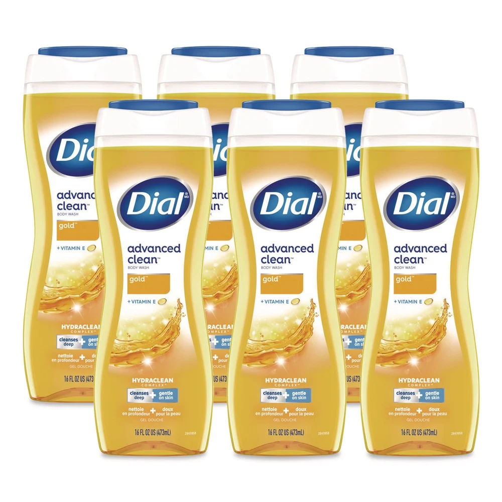 Dial Body Wash Advanced Clean Gold, Original Gold, 16 oz, 6/Carton