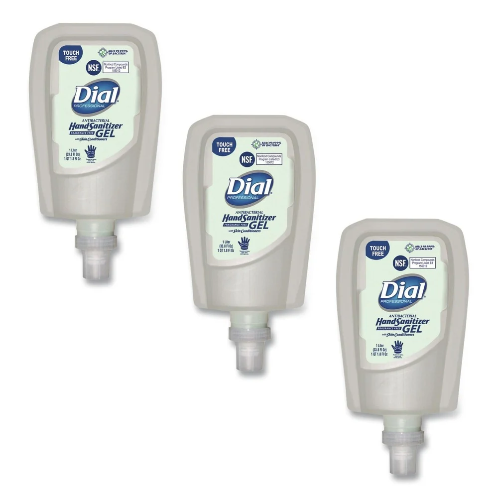 Dial Professional 1.2 Liter Bottle Antibacterial Gel Hand Sanitizer Refill for FIT Touch Free Dispenser - Fragrance-Free (3/Carton)
