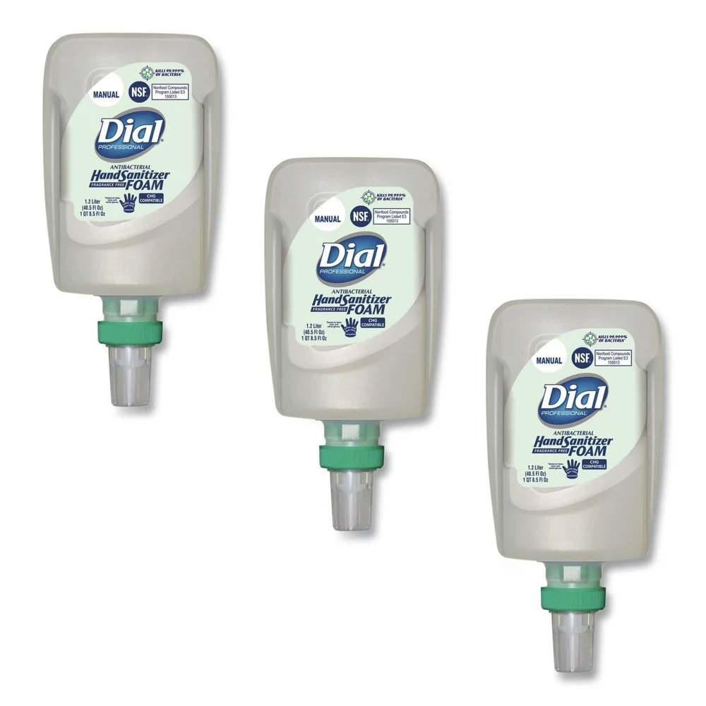 Dial Professional 1.2 Liter Bottle Antibacterial Foaming Hand Sanitizer Refill for FIT Manual Dispenser - Fragrance-Free (3/Carton)
