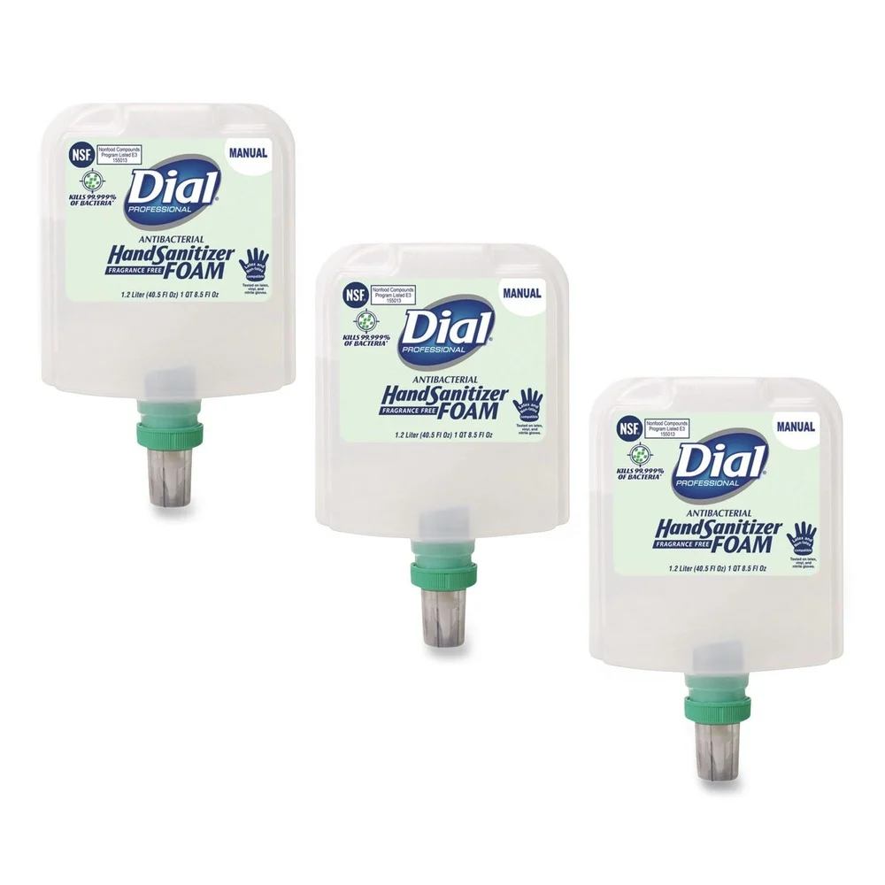 Dial Professional 17000 19717 1.2 Liter Antibacterial Foaming Hand Sanitizer Refill for Dial 1700 Dispenser - Fragrance-Free (3/Carton)