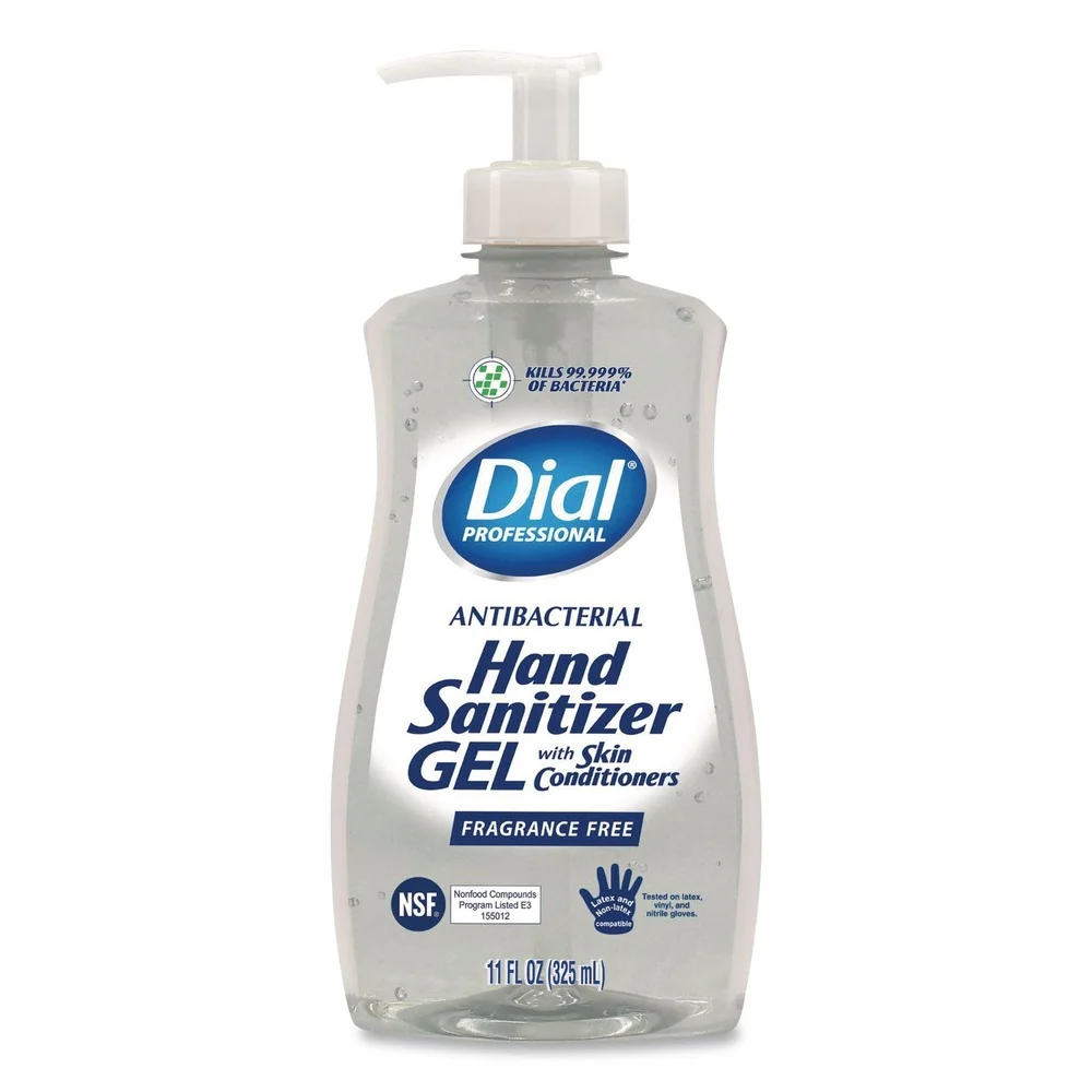 Dial Professional 11 oz Gel Antibacterial Hand Sanitizer - Fragrance-Free (12/Carton)