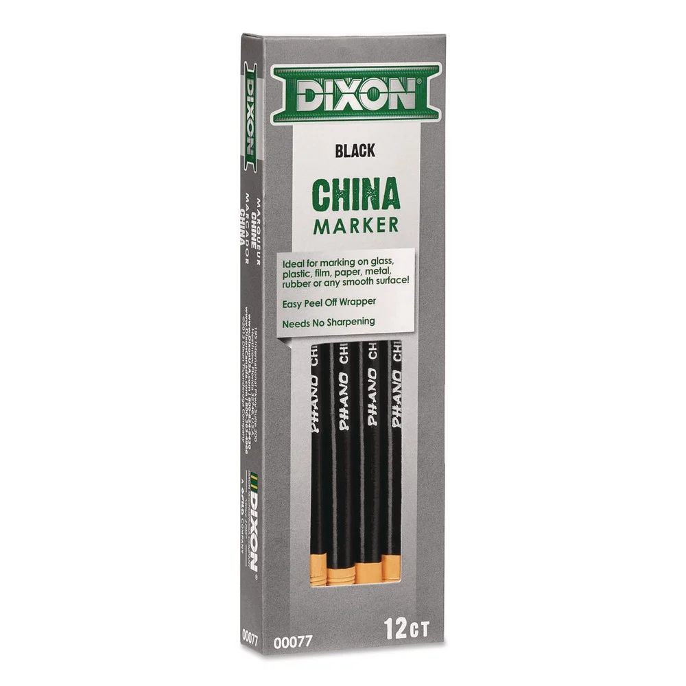 Dixon China Marker, Black, 12/Pack