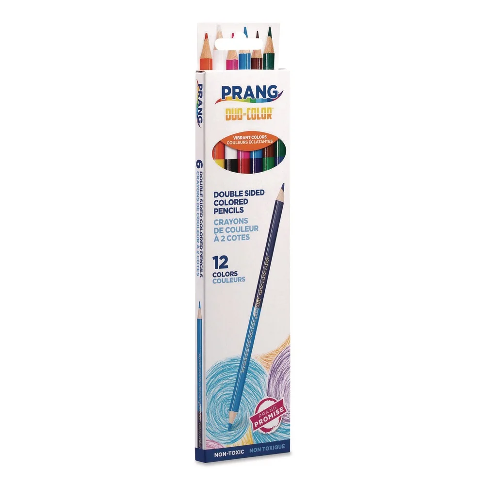 Prang 3 mm 2B (#2) Duo-Color Colored Pencil Sets - Assorted Lead, Assorted Barrel (6/Pack)