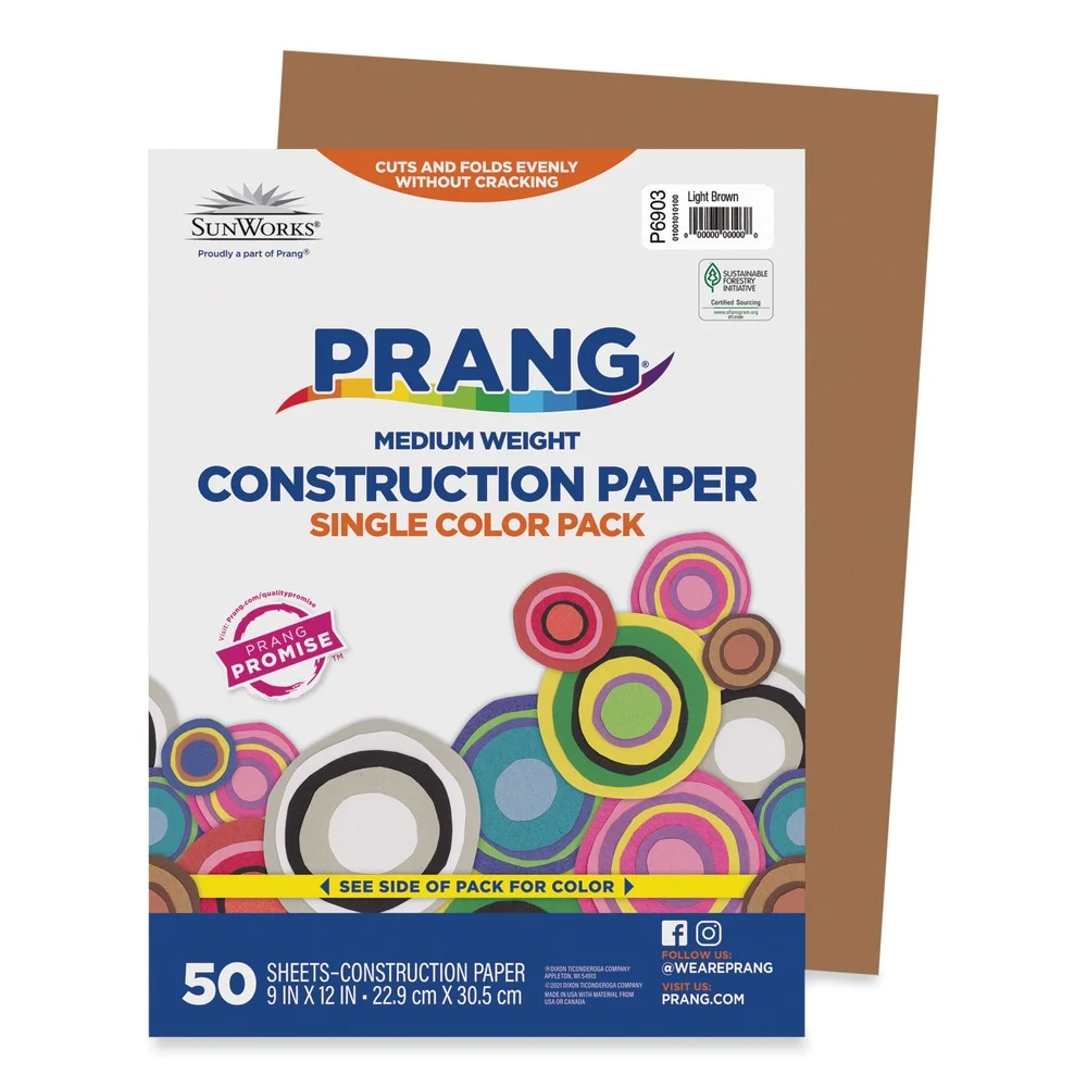 Prang P6903 SunWorks 9 x 12 50 lb. Text Weight Construction Paper - Light Brown (50/Pack)