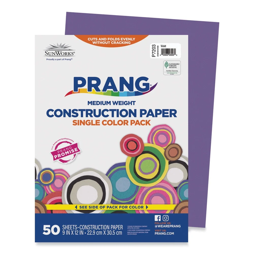 Prang P7203 SunWorks 9 x 12 50 lb. Text Weight Construction Paper - Violet (50/Pack)