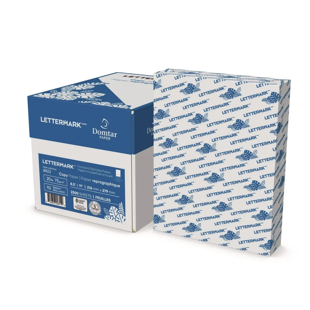 Lettermark 8.5 in. x 11 in. 20 lbs. Bond Weight 92 Bright Micro-Perforated 3.5 in. from Bottom Custom Cut-Sheet Copy Paper - White (500/Ream)