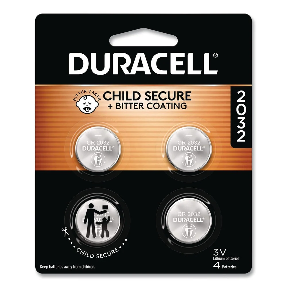 Duracell 2032 Lithium Coin Batteries with Bitterant (4/Pack)