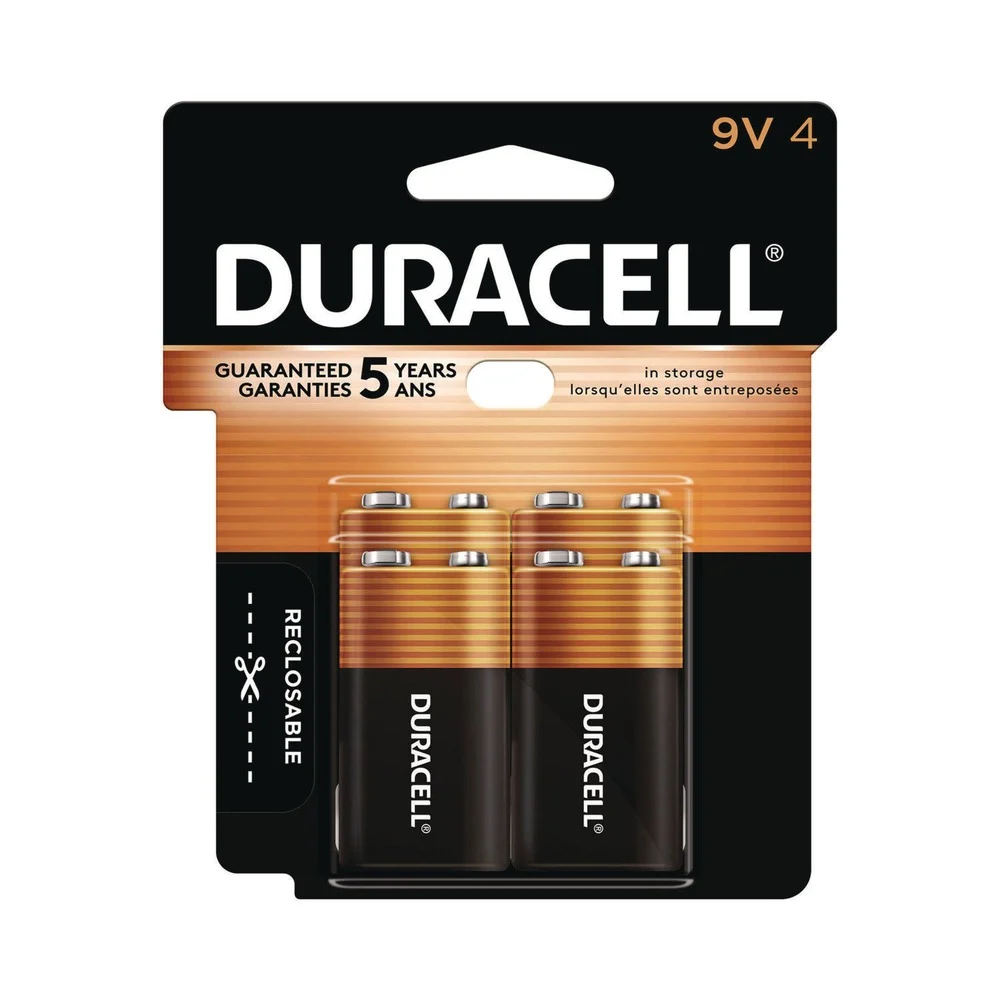 Duracell CopperTop Alkaline 9V Batteries (4/Pack)