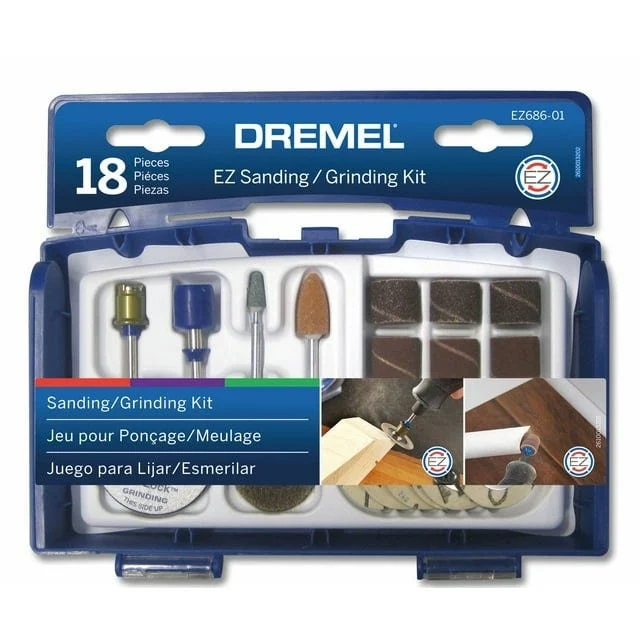 Dremel EZ686-01 EZ-Lock and Drum Sanding/Grinding Rotary Tool Accessory Kit, 18-Piece