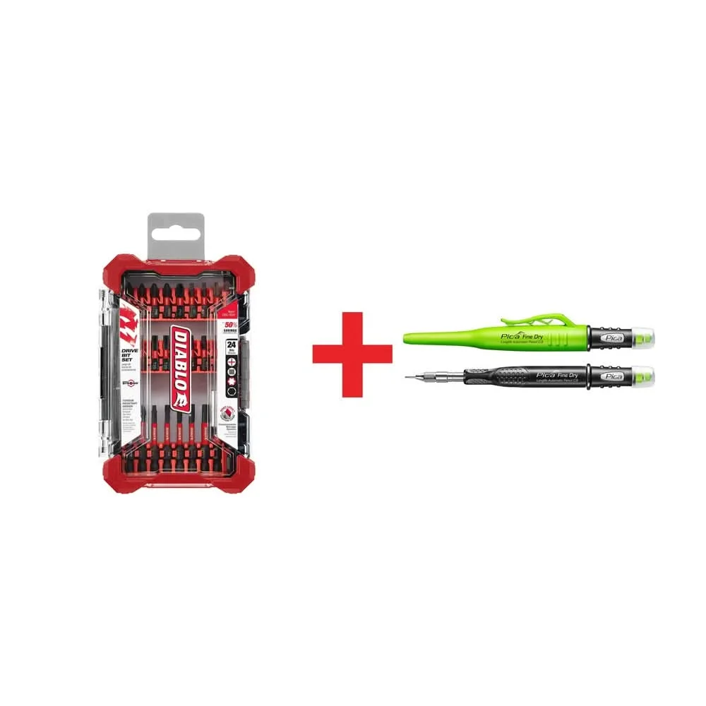Diablo 24-Piece Screwdriving Set plus Pica Fine Dry Longlife Automatic Pencil