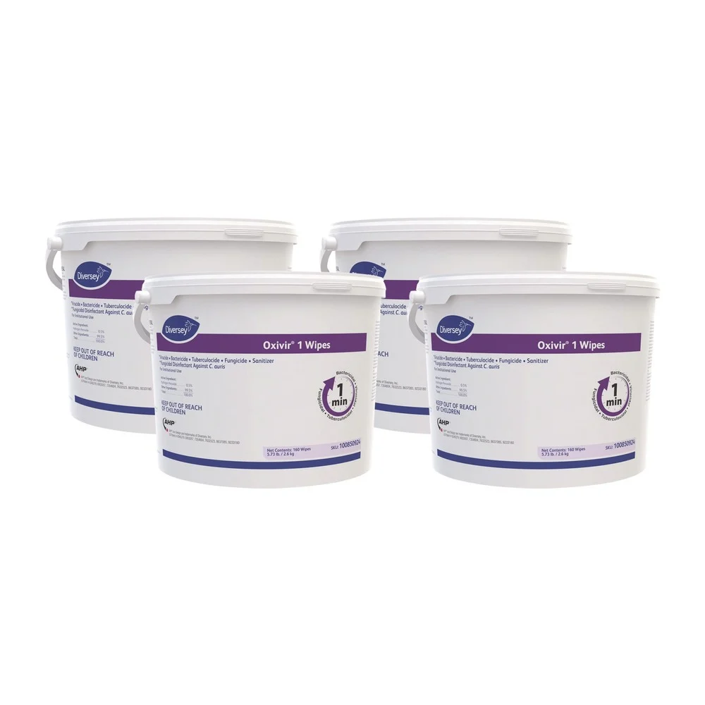 Diversey Care Oxivir 11 in. x 12 in. 1-Ply 1 Wipes (160/Canister, 4 Canisters/Carton)