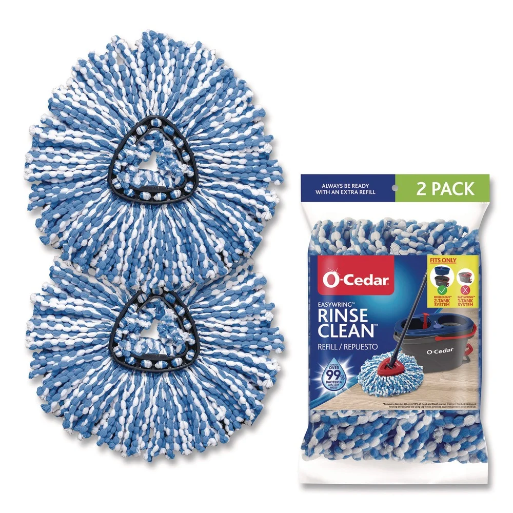 O-Cedar Rinse Clean Microfiber Refill Custom Size for Rinse Clean Mop System - Blue/White (6 Packs/Carton)