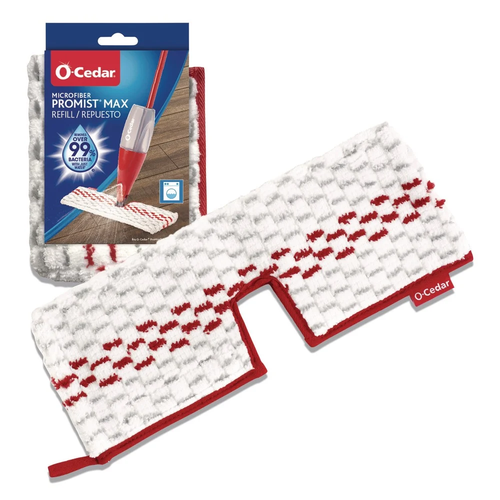 O-Cedar ProMist MAX Microfiber Refill Custom Size for ProMist Mop System - Red/White/Gray (4/Carton)