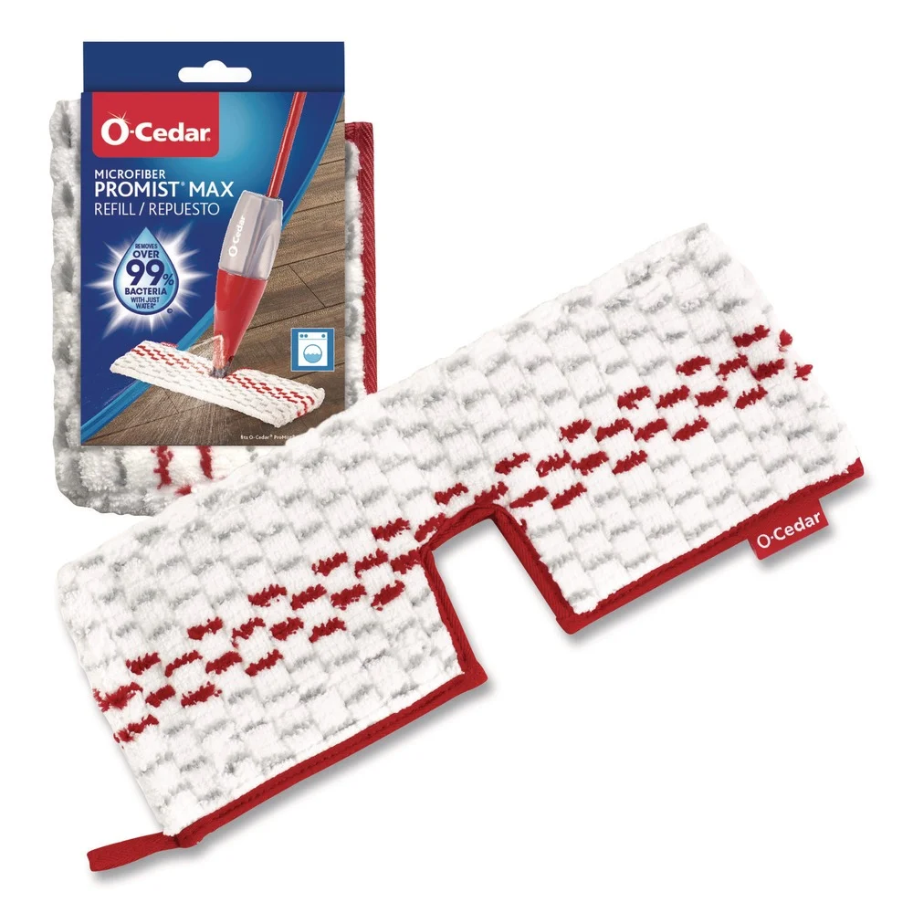 O-Cedar ProMist MAX Microfiber Refill Custom Size for ProMist Mop System - Red/White/Gray