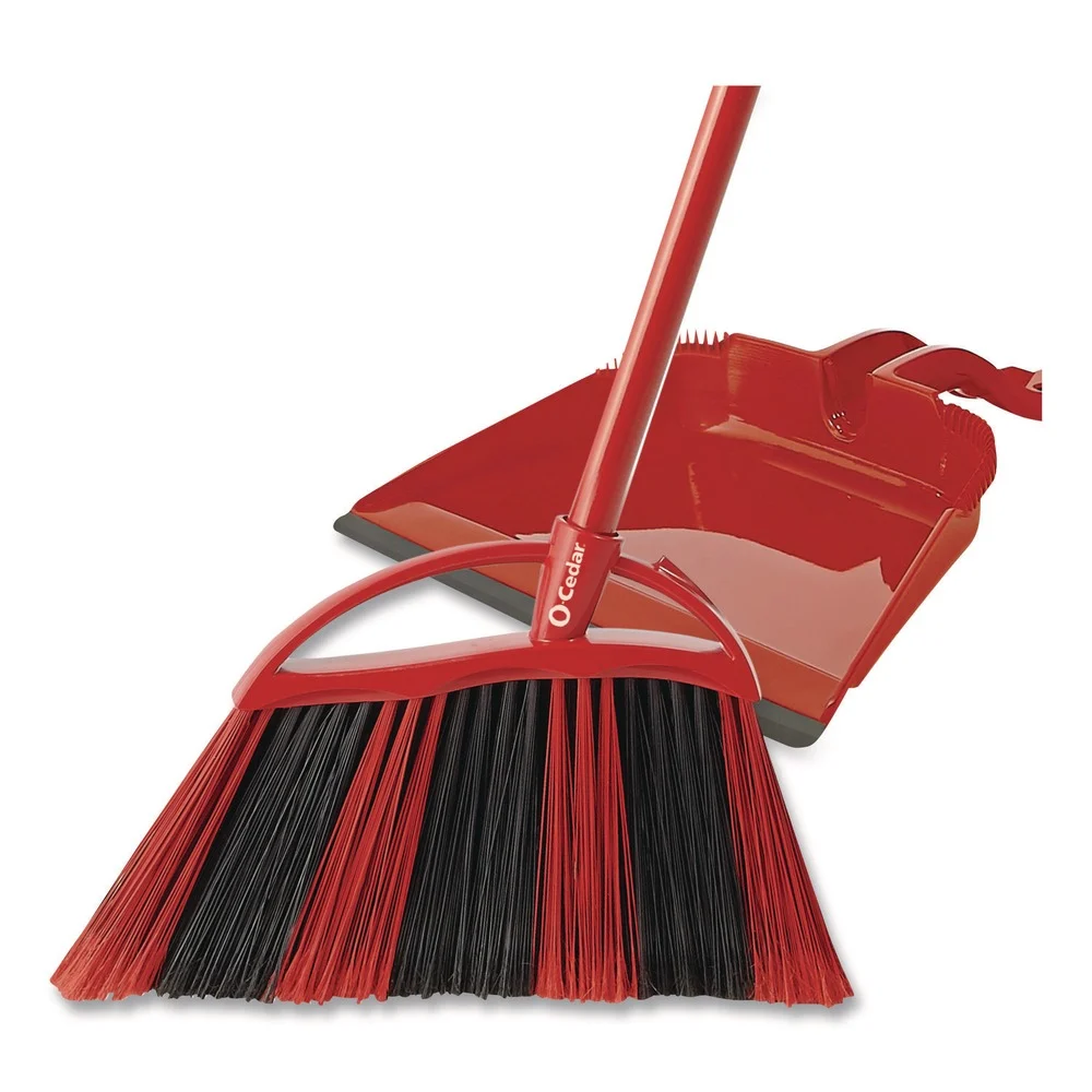 O-Cedar 53.88 in. Handle One Sweep Broom with Dustpan - Red/Black/Gray