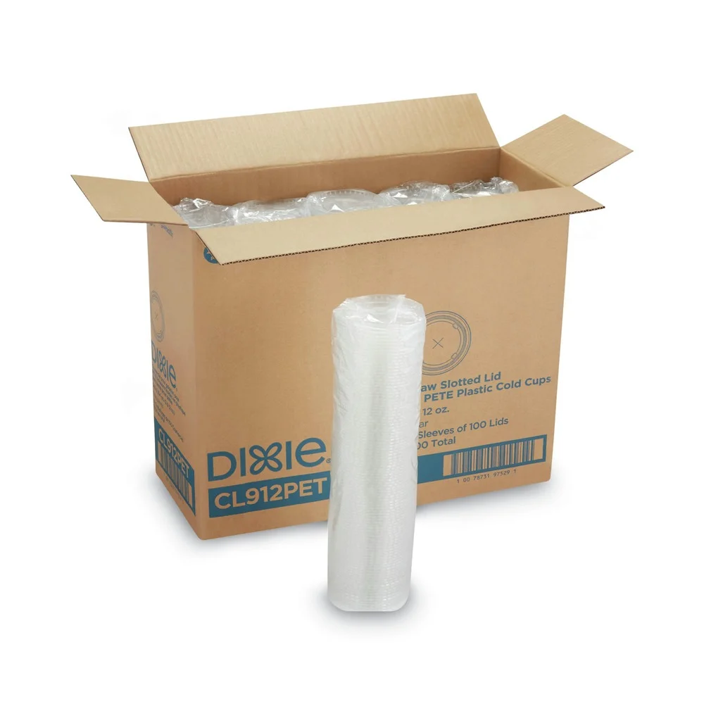 Dixie Plastic Cold Drink Cup Lids Fits 9 oz. to 12 oz. Cold Cups - Clear (1000/Carton)