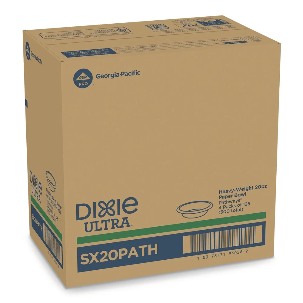 Dixie SX20PATH Pathways Heavyweight 20 oz. Paper Bowls - White/Green/Burgundy (125/Pack)