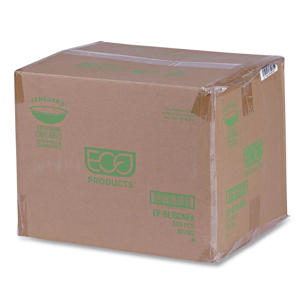 Eco-Products EP-BL16CNFA 16 oz. Vanguard Renewable and Compostable Sugarcane Bowls - White (800/Carton)
