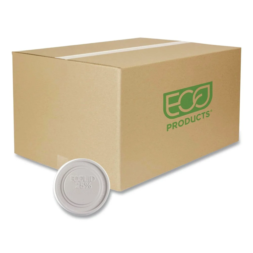 Eco-Products EP-BRSCLID-L Evolution World EcoLid 25 Percent Recycled Food Container Lid Fits 12 to 32 oz Containers - White (500/Carton)