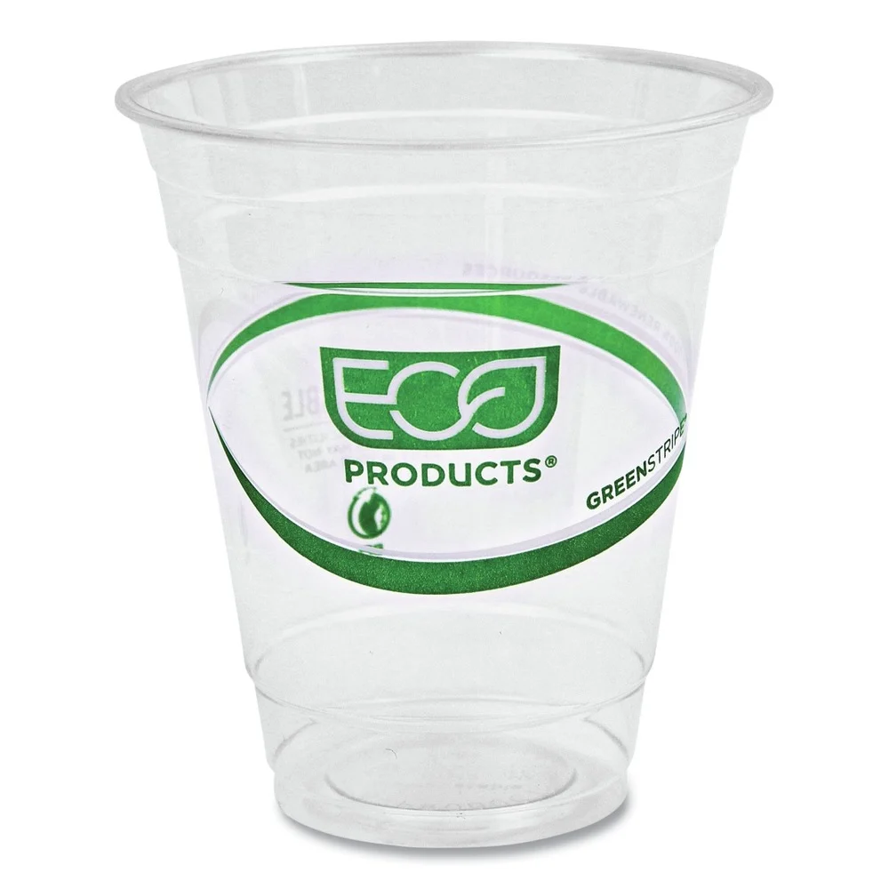 Eco-Products GreenStripe 12 oz. Renewable and Compostable Cold Cups - Clear (1000/Carton)