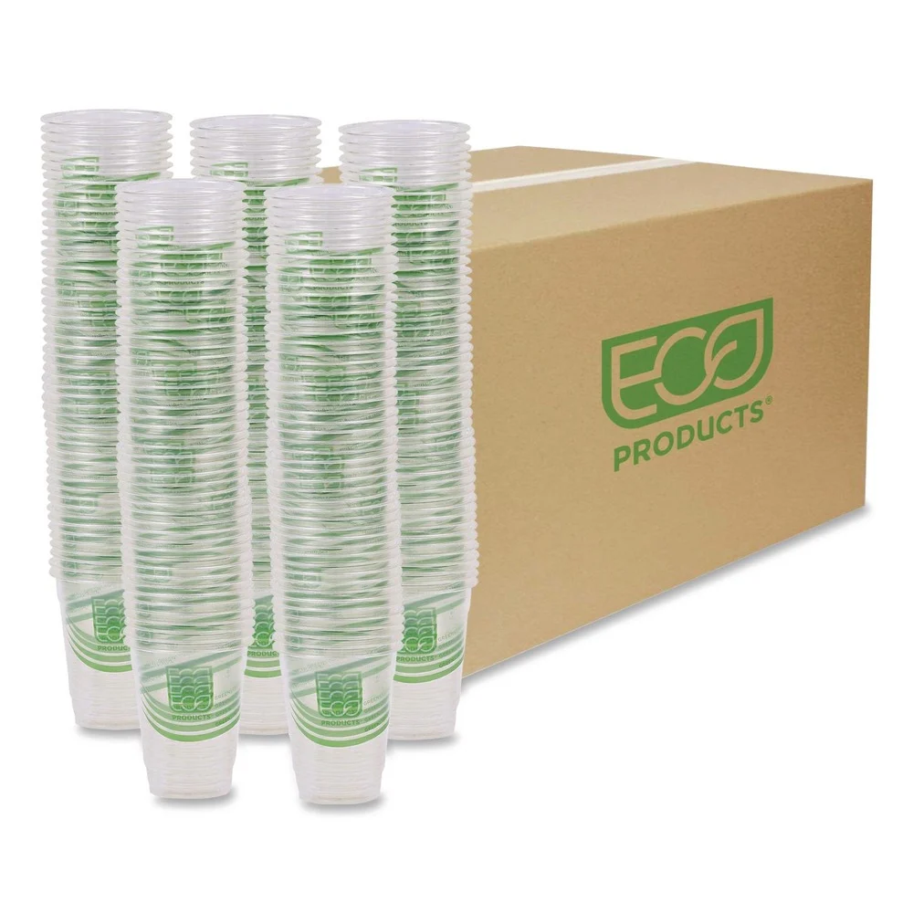Eco-Products GreenStripe 9 oz. Renewable and Compostable Cold Cups - Clear (1000/Carton)