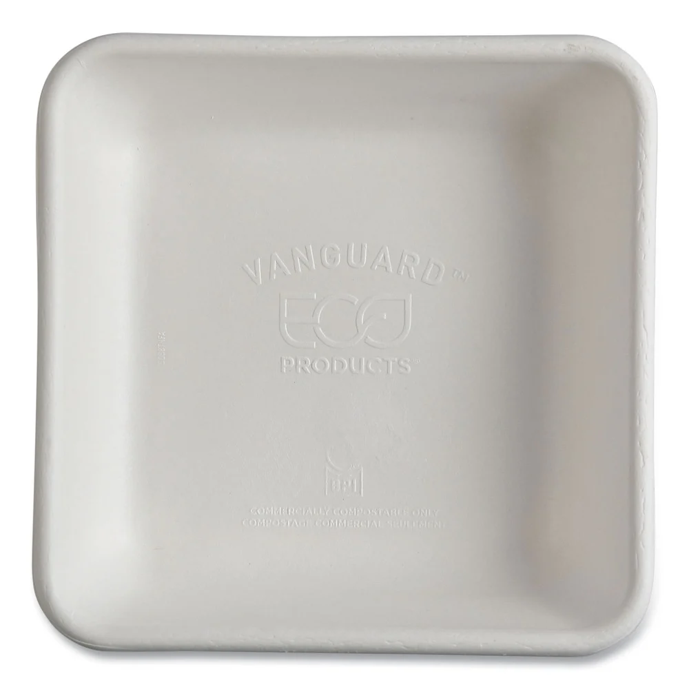 Eco-Products 36 oz 8 x 8 x 2 Vanguard Worldview Renewable and Compostable Sugarcane Take-Out Containers - White (200/Carton)