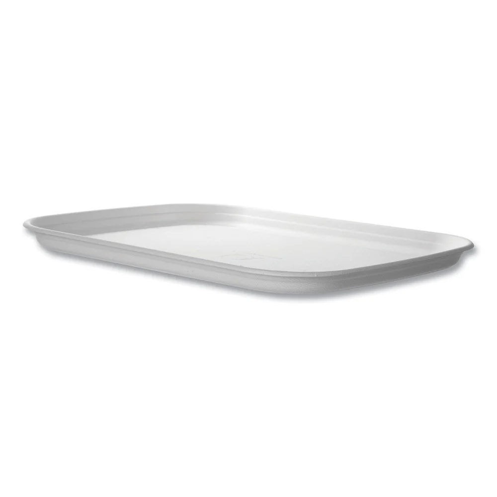 Eco-Products EP-SCTR1317 Regalia 13 in. x 17 in. x 1.3 in. Renewable Sugarcane Tray - White (100/Carton)