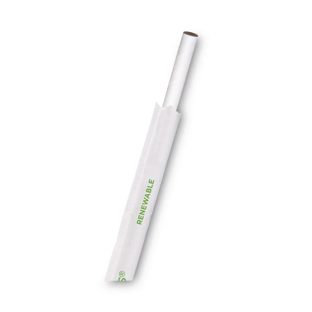 Eco-Products 7.75 in. 6 millimeter Diameter Jumbo Wrapped Paper Straw - White (3000/Carton)