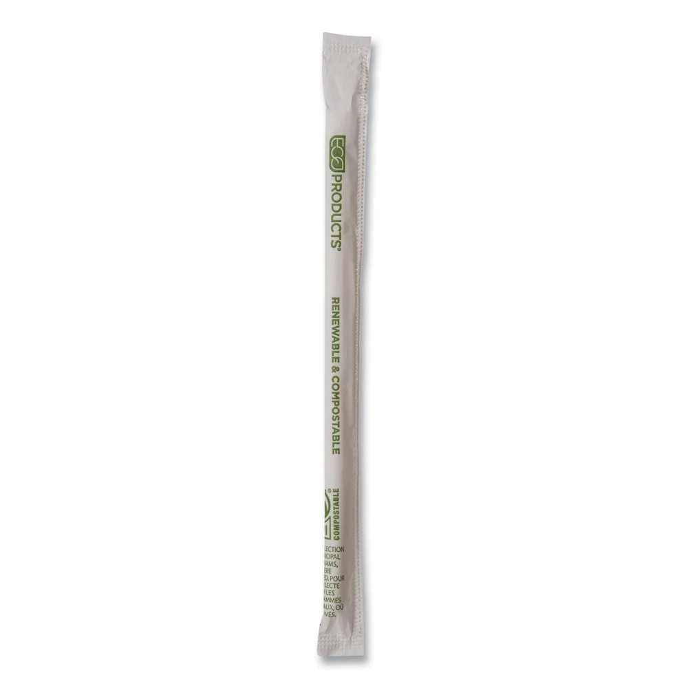 Eco-Products 7.75 in. Renewable and Compostable PHA Straws - Natural White (2000/Carton)