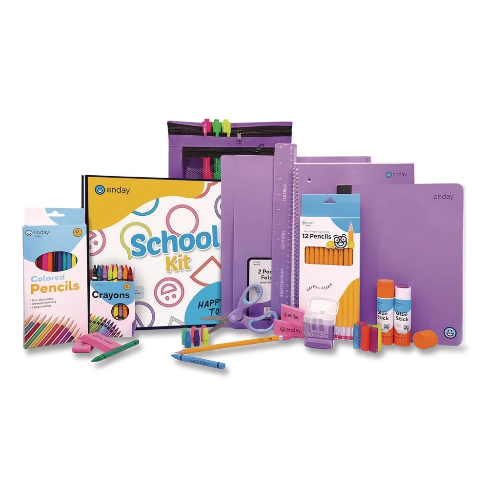 enday 1316 Back to School Supplies Kit for Grades K-5 - Purple (1-Kit)
