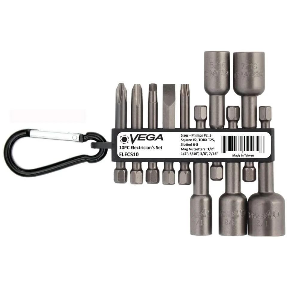Vega ELECS10 Carabiner 10-Piece Electrician's Bit Set