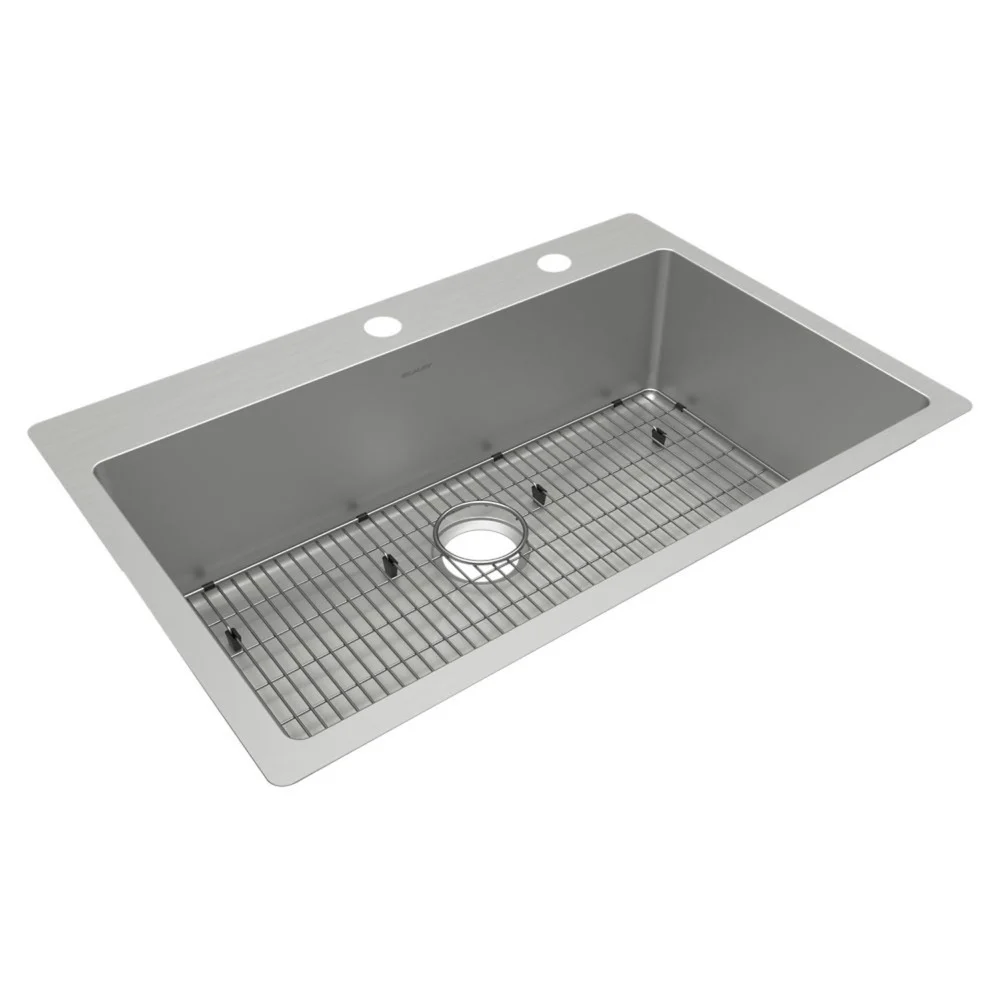 Elkay (1-Kit) Crosstown 33 in. x 22 in. x 9 in. 18-Gauge Stainless Steel FR2-Hole Single Bowl Dual Mount Sink Kit