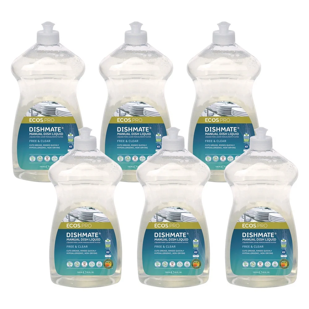 ECOS PRO 25 oz Dishmate Manual Dish Liquid Squeeze Bottle - Free and Clear (6/Carton)