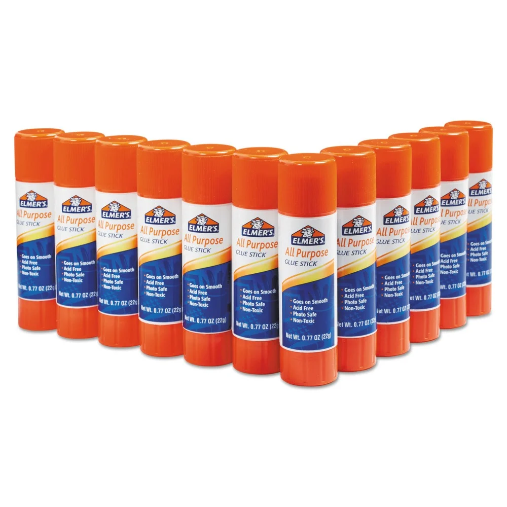 Elmer's 0.77 oz. Disappearing Applies White Dries Clear Glue Stick (12/Pack)
