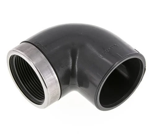 PVC 90deg Elbow Fitting Female Socket 50x61mm x Female Rp 1-1/2''