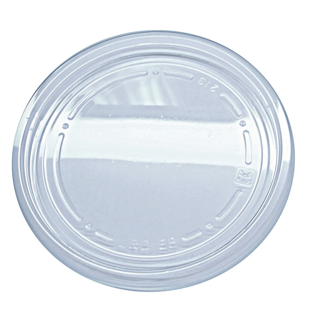 Fabri-Kal 000000000009501020 Recycleware Flat Plug Fit Round Plastic Deli Container Lids - Clear (500/Carton)