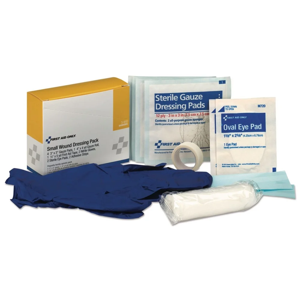 First Aid Only Small Wound Dressing Kit Includes Gauze/Tape/Gloves/Eye Pads/Bandages