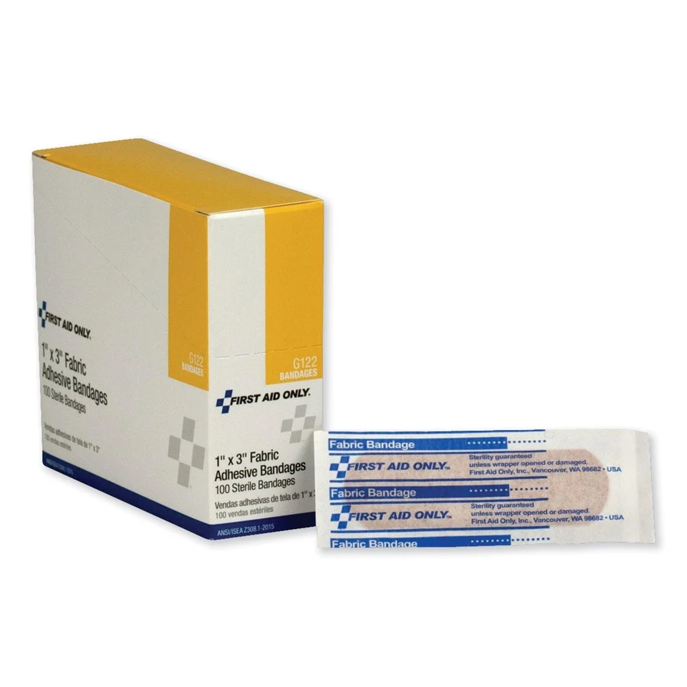 First Aid Only 1 in. x 3 in. Fabric Bandages (100/Box)