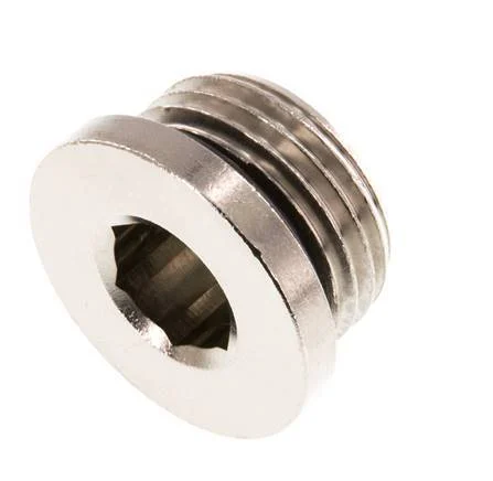 G 1/2'' Nickel plated Brass Closing plug with Inner Hex and NBR Seal 16 Bar [5 Pieces]