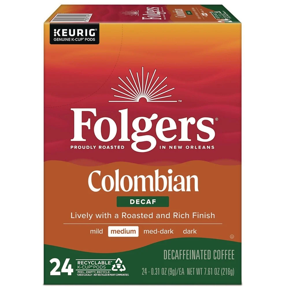 Folgers 100% Colombian Decaf Coffee K-Cups (24/Box)